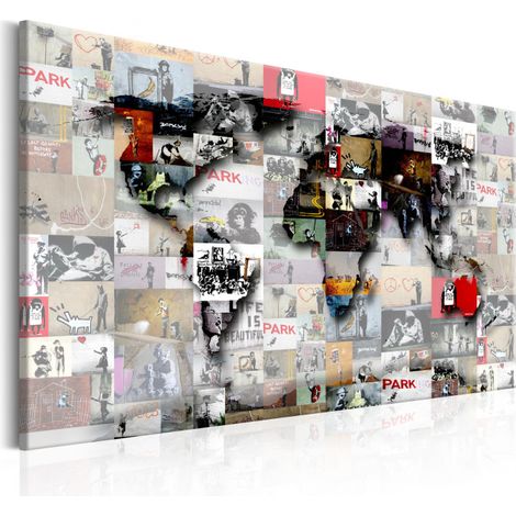 Tableau Imprimé "Map - Banksy Inspiration" 40 x 60 cm (1/2)