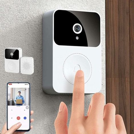 Sonnette vidéo sans fil – Sonnette vidéo intelligente avec interphone – Vision nocturne HD – Chargement Wi-Fi – Sonnette de sécurité – Communication bidirectionnelle – Contrôle via application – Sécur