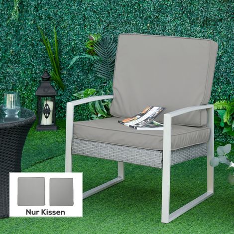 Ensemble de 2 coussins d'assise. Coussins de chaise 56 x 52 cm avec fermeture éclair. Housse en tissu. Épaisseur : 7 cm. Lavables en machine. Gris clair. (1/5)