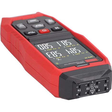 Thermomètre à thermocouple de type K, 4 canaux, mesure précise, thermomètre numérique à contact, rouge (1/5)