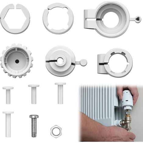 Lot de 6 adaptateurs de thermostat pour valves de chauffage, compatibles avec RA/RAV/RAVL et M30 x 1,5, adaptateur de valve universel pour thermostat de chauffage et tête thermostatique, pour (1/5)