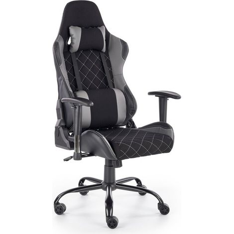 Silla de juego Houston 1431, Negro + Gris, 127x69x62cm, Con ruedas, Con reposabrazos, Mecanismo de la silla: Inclinación