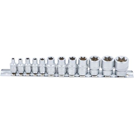 BGS Juego de llaves de vaso E-Torx  entrada 6,3 mm (1/4") / 10 mm (3/8")  E4 - E20  12 piezas (1/4)