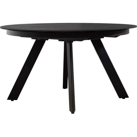 Table ronde extensible 140 à 190 cm céramique gris anthracite – Plateau en céramique pleine masse – Pieds en métal évasés – Résistance aux rayures – Meubletmoi (1/5)