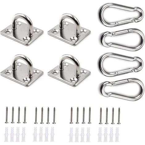 Rectangular perforated plate made of 304 stainless steel with 6 mm stainless steel carabiners – For wall storage, workshop, garage, tool organization, robust, modular, ideal for DIY projects--DTEKGAZ