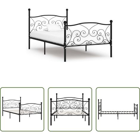 vidaXL Sommier à lattes - Cadre de lit sans matelas avec sommier à lattes métal 100x200cm (1/5)