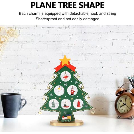 Sapin de Noël en bois vert, décoratif pour table. (1/5)