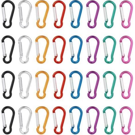 (8 Farben zur Auswahl) Mini-Karabiner – Nicht spezifiziert – 32 Stück – Leichtes Aluminium – 8 Farben – Korrosionsbeständig (1/4)