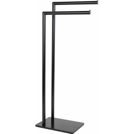 Porte-serviette sur pied noir mat en acier verni mod. zero black
