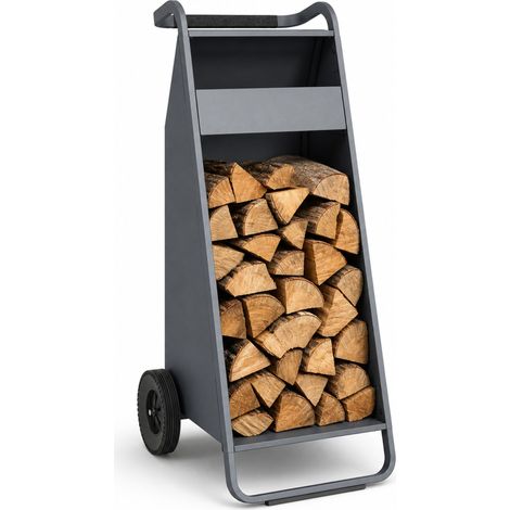 Kaminholzregal Paolo Mobiles Brennholzregal mit 2 Rädern & gepolstertem Griff 43 × 56 × 116 cm (1/5)