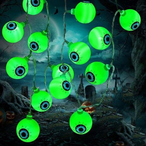 Halloween Guirlande Lumineuse, 3M 20LEDs Guirlande Halloween Globe Oculaire Pile,Halloween Intérieur et Extérieur Jardin Lumineuse (1/5)
