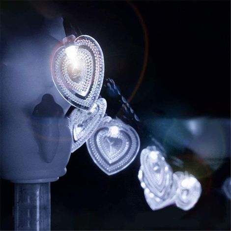Guirlande Lumineuse Solaire Coeur D'amour Jardin, Étanche 20ft 30LED Fée Solaires Lumière pour Exterieur Interieur Mariage Fête Noël Saint Valentin Ambiance Éclairage Décoration (Rose)
