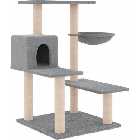 Tiragraffi per gatti Mobili per arrampicata su torre Tiragraffi piattaforma da arrampicata con tiragraffi in sisal leggero 82,5 cm grigio 020022620