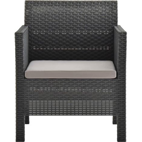 Maison Exclusive - Sedia da giardino con cuscino antracite 63x65x76 cm PP Rattan