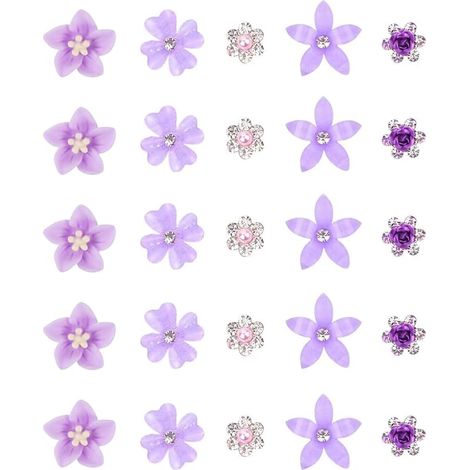 25 Pièces Pinces à Cheveux en Forme de Fleur, Pince Cheveux Fleur Antidérapantes Accessoires de Coiffure Mignonnes Flower Hair Clip de Mariage, Cadeaux pour Femmes et Adolescentes (Violet) (1/5)