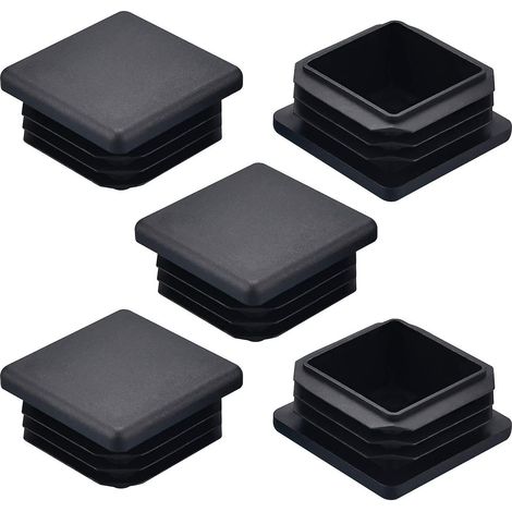 Lot de 25 embouts carrés en plastique pour pieds de chaise, embouts métalliques, résistants, antidérapants et pratiques, diamètre intérieur 40 x 40 mm. (1/4)