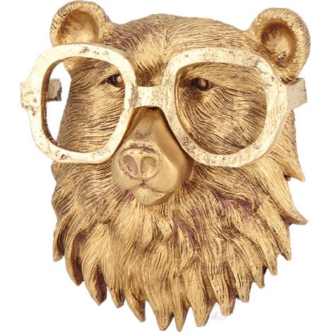 Décoration murale décorative en résine imitation cuivre représentant un ours, pour l'intérieur (maison, chambre, salon, cheminée, bureau). (1/5)