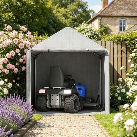 Abri de stockage, abri extérieur pour vélos avec structure acier galvanisé, imperméable et résistant UV, pour jardin, cour et terrasse, montage facile (1/5)