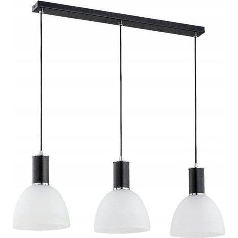 Alfa DANA 3-Light Classic Pendant Ceiling Lamp, Black Metal Frame with White Shades, E27 x3 (max 15W), Dimmable with Bulbs, 90cm Drop, 75cm Wide for Dining Room/Kitchen Island