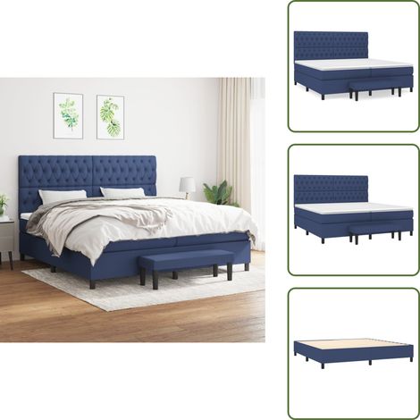 Boxspringbett mit Matratze Blau 200x200 cm Stoff - Boxspringbett - Doppelbett - Blau - Bettsofa - Schlafsystem (1/5)
