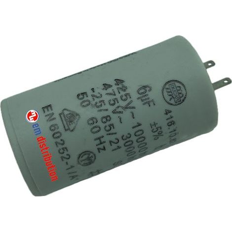 Condensateur 6µF pour moteur de volet roulant 25 Nm. Cosses 2.8 mm. (1/3)