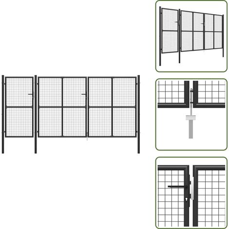 The Living Store Gartentor Stahl 400 x 150 cm Anthrazit - Stahl