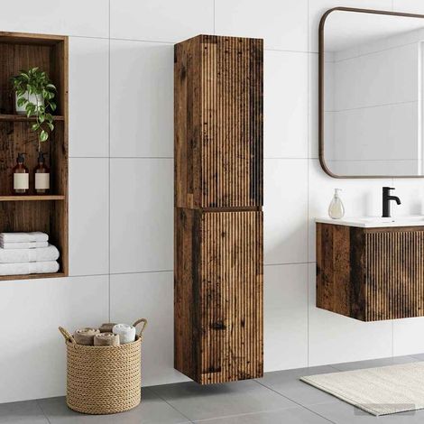 Mueble de baño montado en la pared Madera envejecida
