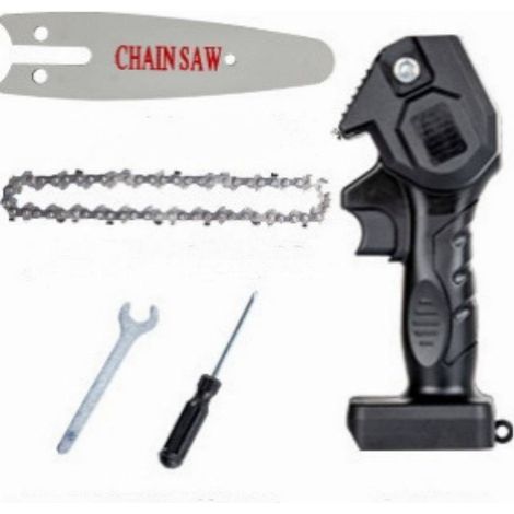 Mini Scie A Chaines Sans Fil - 10 cm Lame - Batterie Rechargeable 2 Ah - Pour Taille De Branches Et Entretien De Jardin - 1 Piece (1/5)