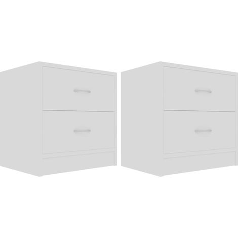 Juego de 2 mesitas de noche con cajones 40 x 30 x 40 cm madera de ingeniería blanca DEC034890