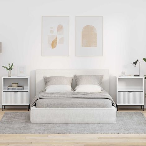 Lot de 2 tables de chevet en bois d'ingénierie blanc brillant avec tiroirs, 49 x 36 x 61 cm - PANGIVO (1/5)