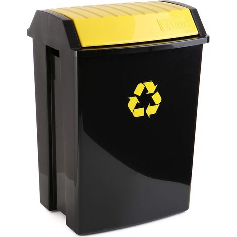 TATAY Pattumiera per Umido Differenziata, Capacità 50 litri, Coperchio Inclinabile, Polipropilene, senza BPA, Protezione Solare Raggi UV, Gialo. Misura 40,5 x 33,5 x 57,5 cm (1/3)