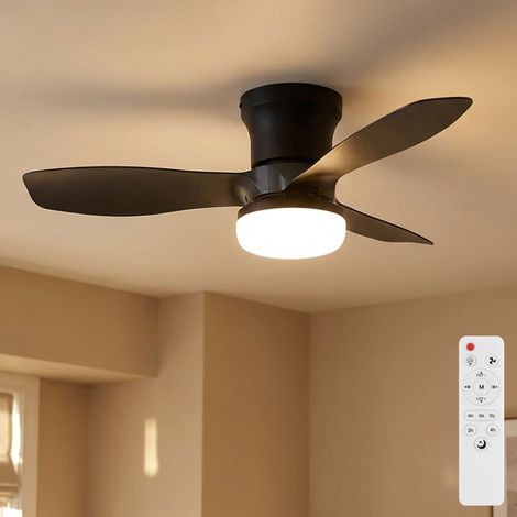 Plafoniera LED ventilatore soggiorno lampada CCT plastica nera Ø 61 cm