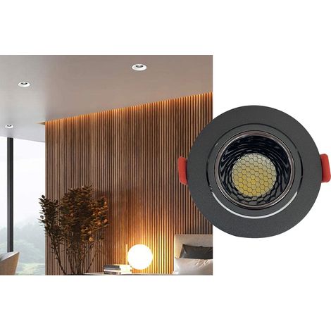 Faretto Led a Incasso Nido d'Ape a Soffitto Rotondo Nero 12W Luce Fredda 03211 (1/5)