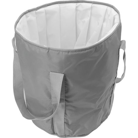 Bac à pieds pliable en polyester double couche, seau de camping pliable avec sac de rangement, gris (1/5)