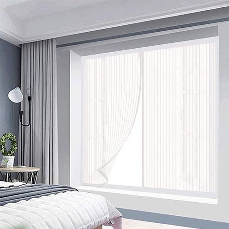Moustiquaire magnétique pour portes et fenêtres dimensions 80 cm x 150 cm maille respirante ultra fine fermeture automatique par velcro couleur blanche (1/4)