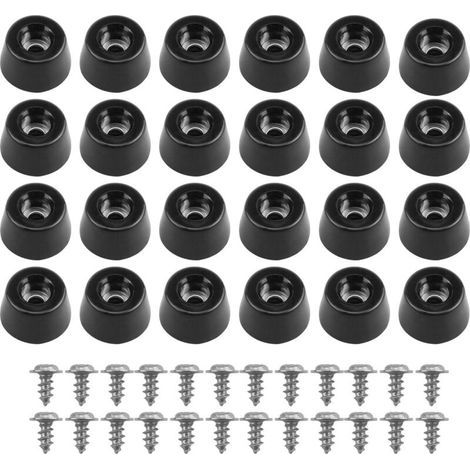 24pcs Petit Patin en Caoutchouc Noir (21 15 12mm) Pieds de Planche à Découper, Pied Caoutchouc, Meubles Et Équipements Électroniques, Équipés De Vis en Acier Inoxydable, Résistants Et Silencieux (1/5)