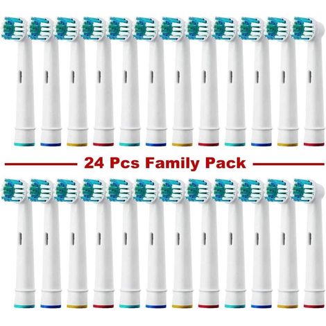 Classic round brush head replacement heads compatible with Braun Oral B rechargeable electric toothbrushes, 24 pack (1/5)