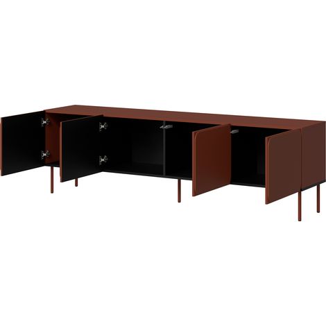 Mobile Porta tv Mornago, un Ripiano, 2 Ante, 4 Vani, 200x42x60h cm Marrone Terracotta