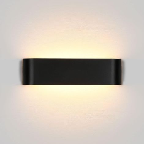 MINKUROW LED Innenwandleuchte 12W Warmweiß 3000K Aluminium Wandleuchte Moderne Wandbeleuchtung IP44 Deko Up Down Wandleuchte für Schlafzimmer Wohnzimmer Treppe Flur Hotel Schwarz (1/5)