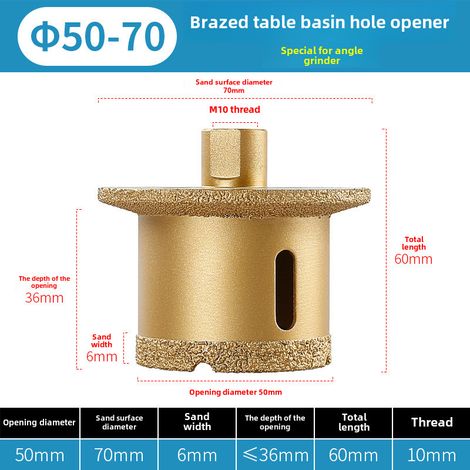 foret diamanté double couche pour lavabo, évier, pierre, carrelage, marbre, pierre, carrelage (φ50-70) (1/5)