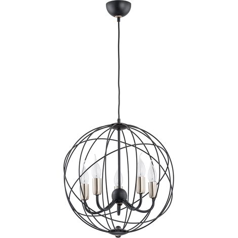 Suspension industrielle Nosferatu 5xE14 noire laiton (1/3)