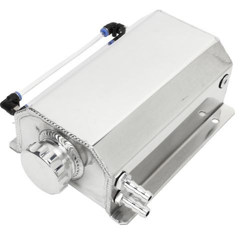 Réservoir de débordement de liquide de refroidissement en alliage d'aluminium, capacité de 2 L, réservoir de radiateur universel pour la plupart des voitures, argent (1/5)