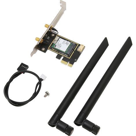 Carte WiFi 6E PCIe AX210NGW 5374Mbps, Bluetooth 5.2, Antennes 2.4/5/6 GHz, Compatible Windows 10/11, MU-MIMO (1/5)