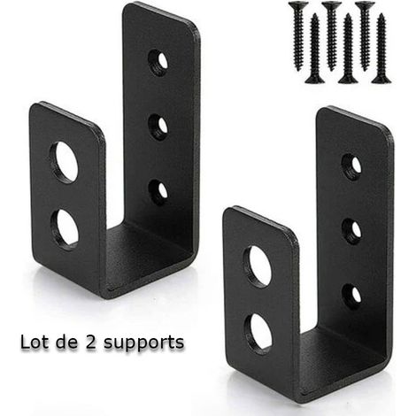 Lot de 2 supports de porte en U en acier au carbone – Anti-corrosion – Installation facile sur portes 2 x 4 – Pour garage et sécurité maison – Hklffja (1/6)