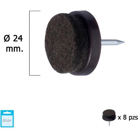 Deslizante Marron Con Fieltro Ø24 (Blister 8 Unidades) (1/2)