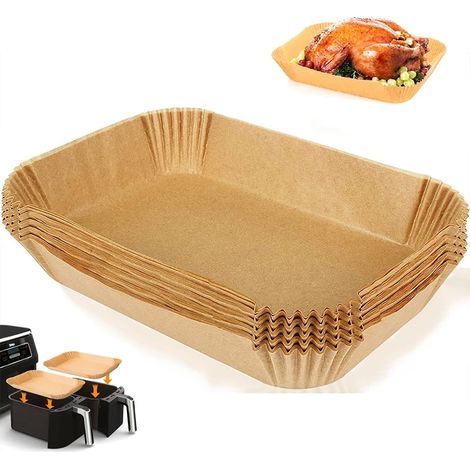 Lot de 100 doublures jetables en papier sulfurisé pour friteuses à air, 22 x 14 cm, brun.-AquaForge (1/4)