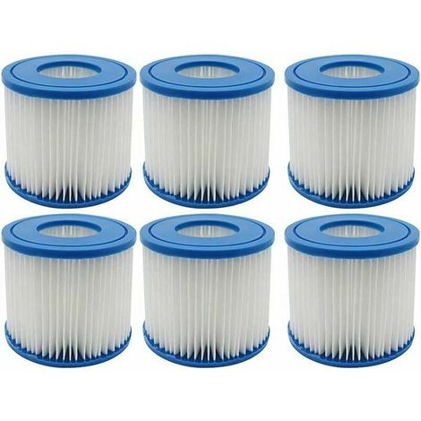 Lot de 6 filtres pour spa et piscine, type D, cartouches filtrantes de remplacement compatibles avec Summer Waves. (1/5)