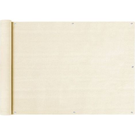 Paravent beige pour balcon 75 x 300 cm en PEHD (1/5)