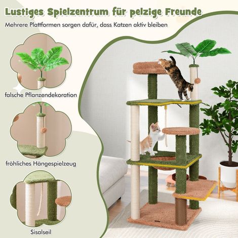 152 cm hoher kratzbaum fur hauskatzen mehrstockiger katzenturm mit sisalpfosten