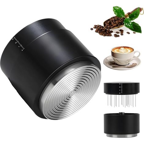 3-in-1 Kaffeeverteiler mit WDT-Werkzeug, Espressotamper 53 mm, Präzisionstampfer mit Skala, höhenverstellbar, Tamperbasis aus Edelstahl 304, professionelles Barista-Espressozubehör (1/5)